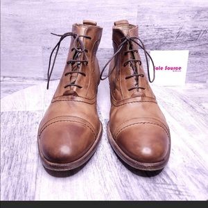 Massimo Dutti Leather Lace Up Ankle Boot Brown sz 41 Women's sz 10